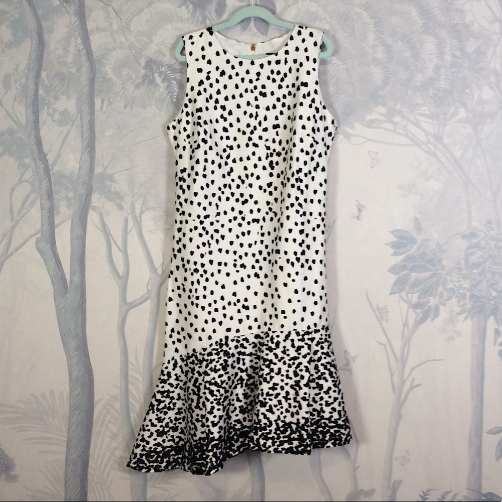 NWT Donna Karan Dot Print Asymmetric Hem Dress